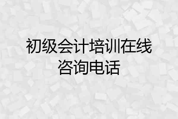 初级会计培训在线咨询电话