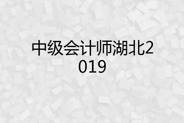中级会计师湖北2019