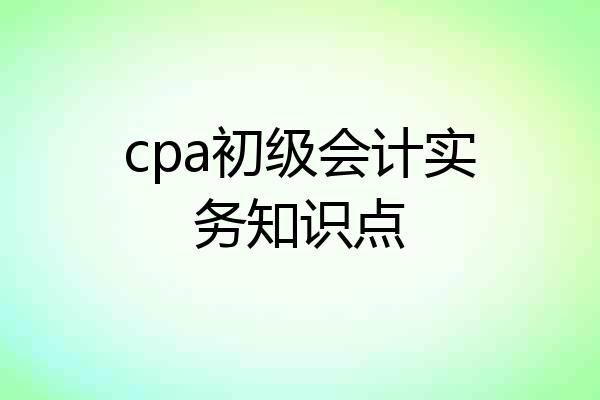 cpa初级会计实务知识点