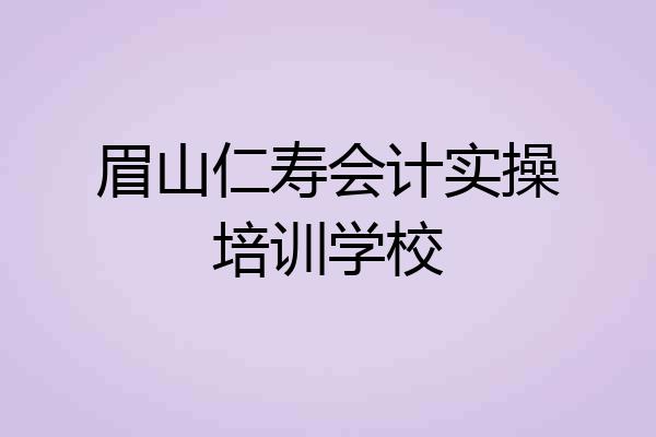 眉山仁寿会计实操培训学校