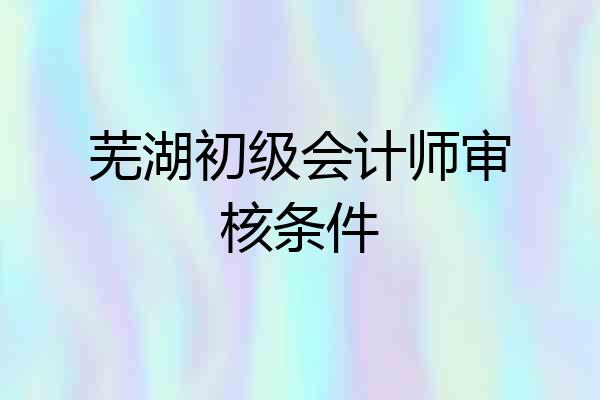 芜湖初级会计师审核条件