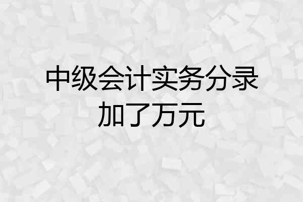 中级会计实务分录加了万元