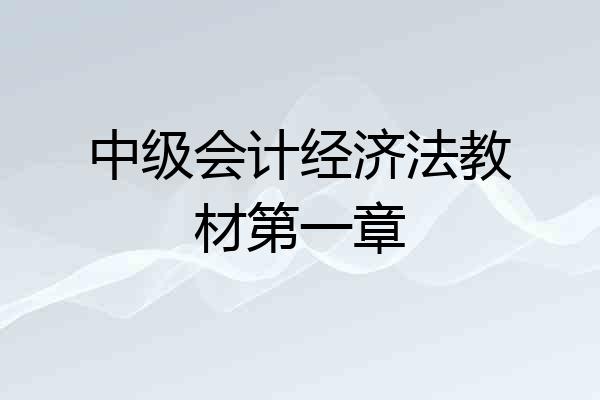 中级会计经济法教材第一章