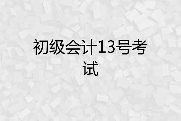 初级会计13号考试
