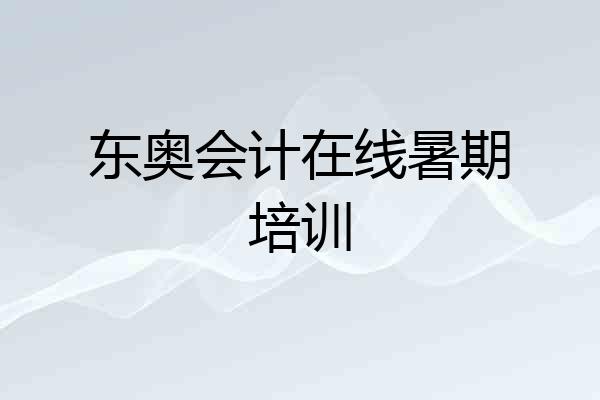 东奥会计在线暑期培训