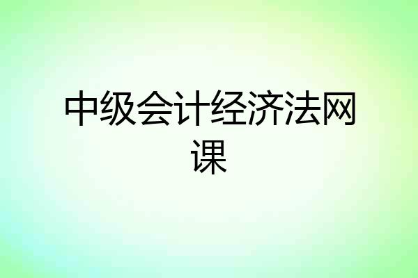 中级会计经济法网课