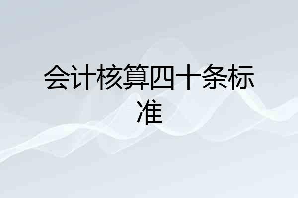 会计核算四十条标准