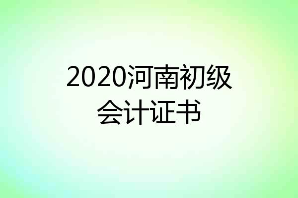 2020河南初级会计证书