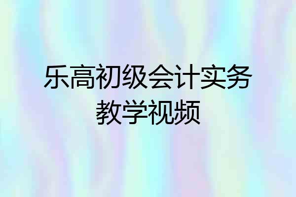 乐高初级会计实务教学视频