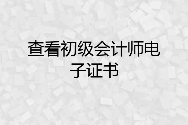 查看初级会计师电子证书
