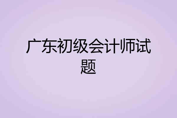 广东初级会计师试题