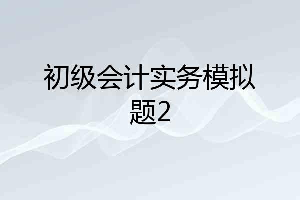初级会计实务模拟题2