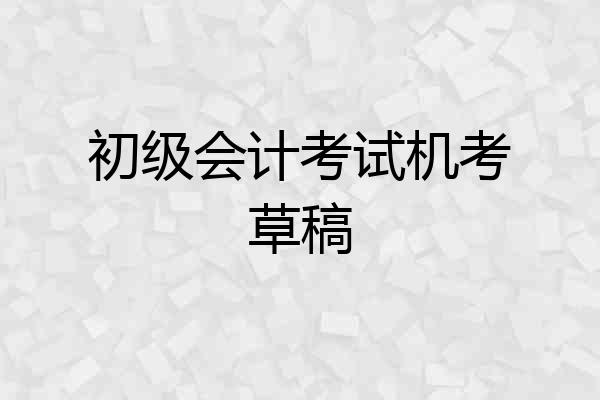 初级会计考试机考草稿