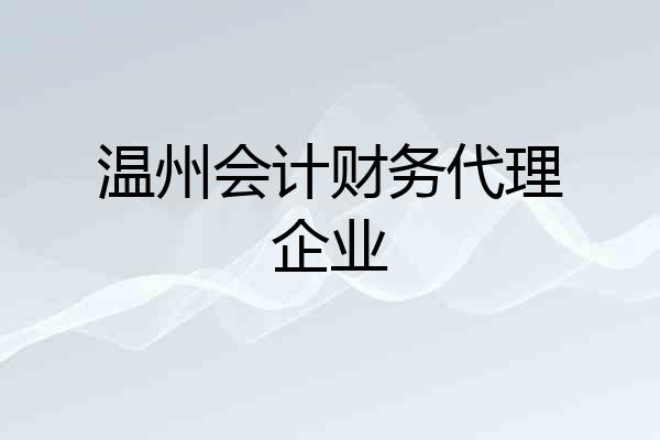 温州会计财务代理企业