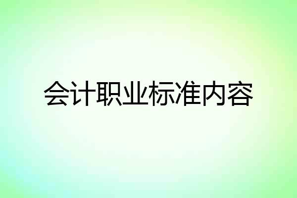 会计职业标准内容