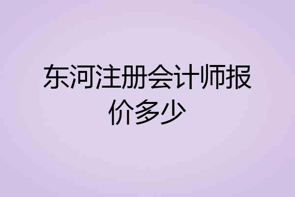 东河注册会计师报价多少