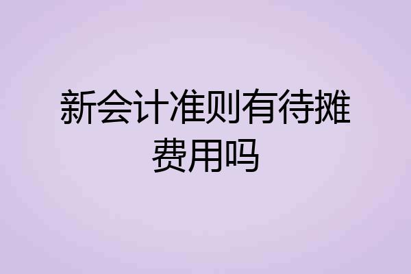 新会计准则有待摊费用吗