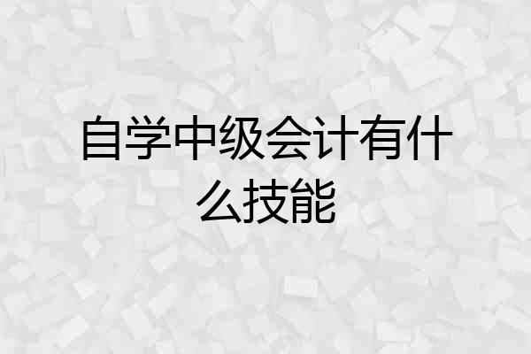 自学中级会计有什么技能