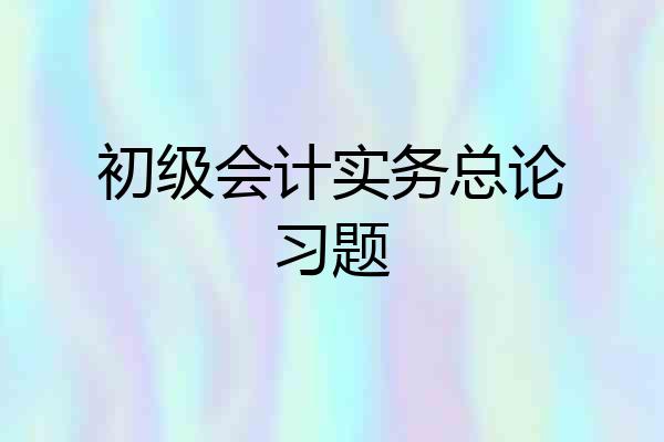 初级会计实务总论习题