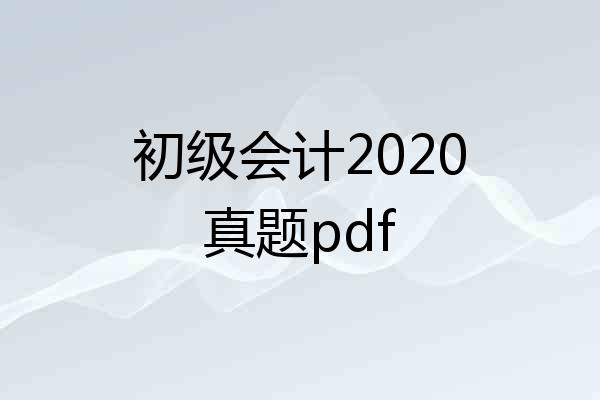 初级会计2020真题pdf