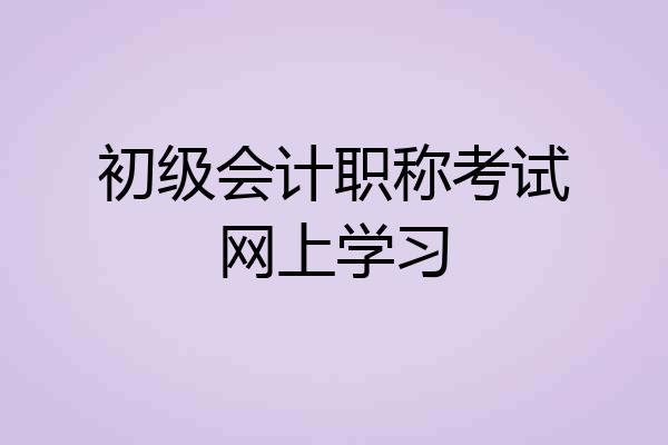 初级会计职称考试网上学习