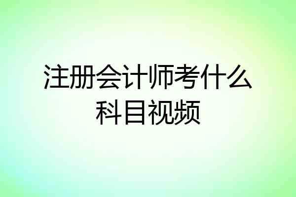 注册会计师考什么科目视频