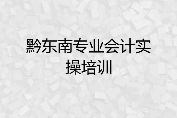 黔东南专业会计实操培训