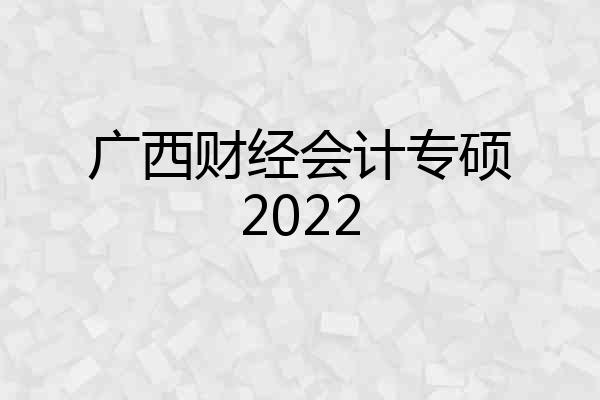 广西财经会计专硕2022
