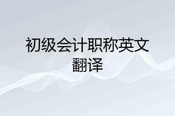 初级会计职称英文翻译