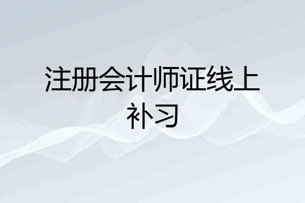 注册会计师证线上补习