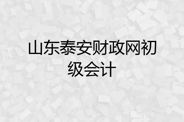 山东泰安财政网初级会计