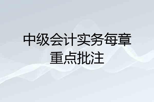 中级会计实务每章重点批注