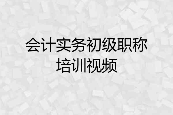 会计实务初级职称培训视频
