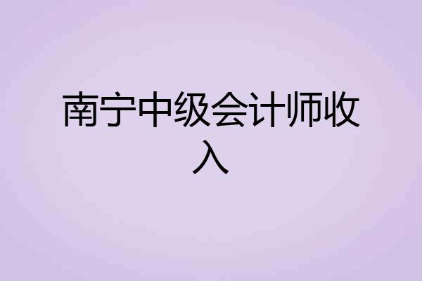 南宁中级会计师收入