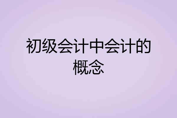 初级会计中会计的概念