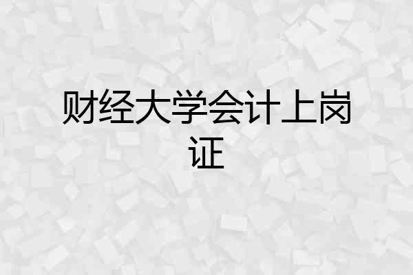 财经大学会计上岗证