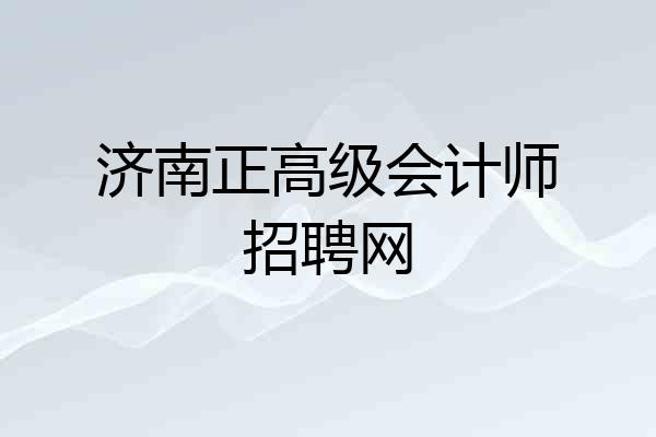 济南正高级会计师招聘网