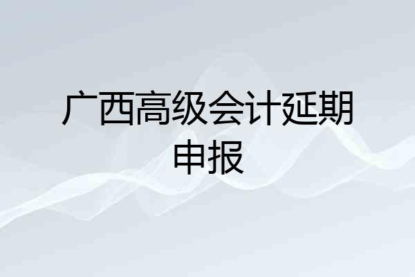广西高级会计延期申报