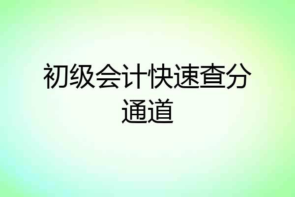 初级会计快速查分通道