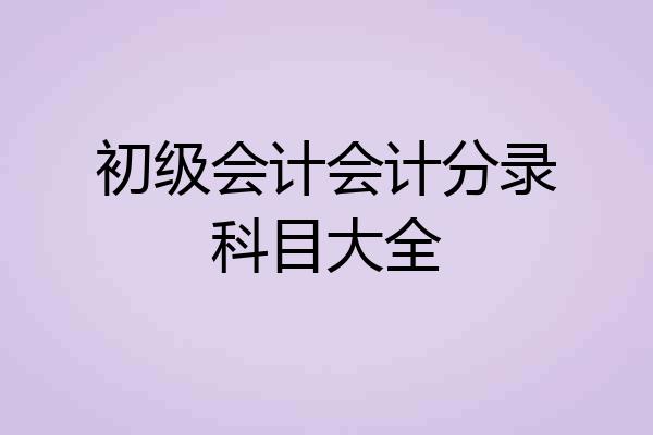 初级会计会计分录科目大全