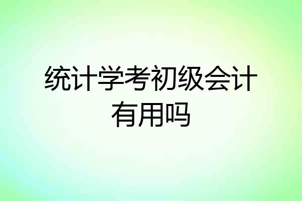 统计学考初级会计有用吗