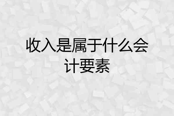 收入是属于什么会计要素
