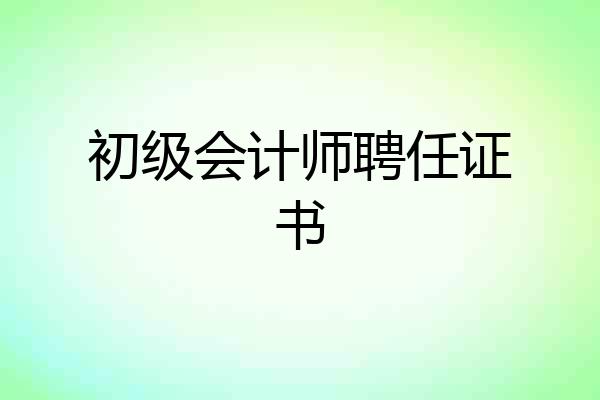 初级会计师聘任证书
