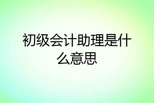 初级会计助理是什么意思