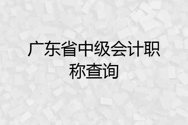 广东省中级会计职称查询