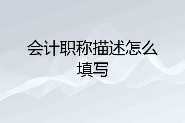 会计职称描述怎么填写