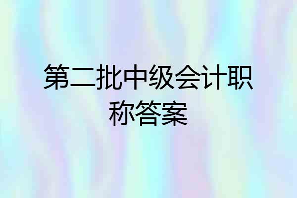 第二批中级会计职称答案