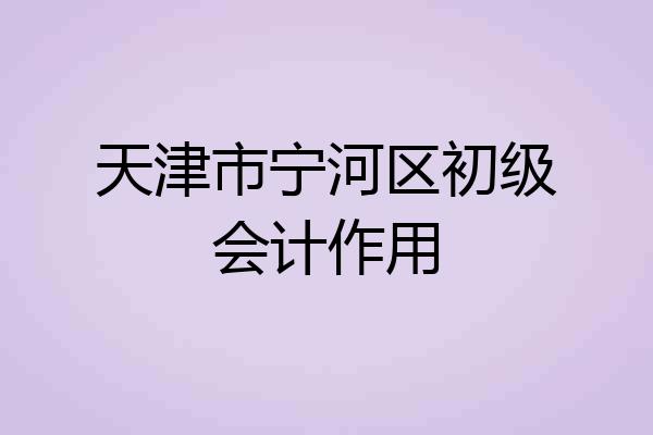 天津市宁河区初级会计作用