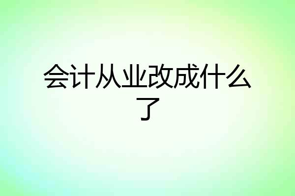 会计从业改成什么了