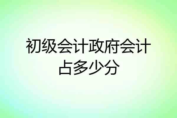 初级会计政府会计占多少分